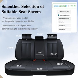 Coverado Dog Car Seat Cover for Back Seat Cover, Black Rear Car Seat Covers, 3-Pieces Waterproof Car Seat Cushion, Car Seat Protector, Leather Seat Cover Seat Protector Universal Fit Most Cars