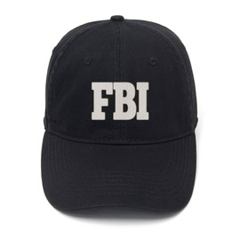 FANNOO Cotton Baseball Cap-Unisex FBI Federal Agent Flock Printing Washed Adjustable Twill Low Profile Plain Denim Hats