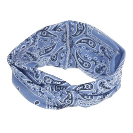 DINPREY Assorted Paisley Print Wide Bandana Knot Headbands Criss Cross Head Wrap Hair Band (4 Colors Pack B)