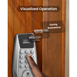 DESLOC Smart Door Lock C100 Keyless Entry Door Lock with Display, Keypad Deadbolt with Screen, Auto Lock, 100 PIN Codes, Passage Mode, IP54, 12 Months Battery, BHMA Grade 3-Silver