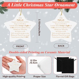 2 Pieces Christmas Remembrance Ornaments a Little Christmas Star Sign Xmas Tree Memorial Hanging Ornament Loss of Loved One Bereavement Ornaments Ceramic Memory Condolence Gifts for Family Friends
