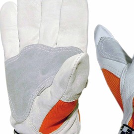 Keiler Protective Glove Fit Orange, Goat Nappa Leather with Warning Triangle, Forestry Glove for Machine Guidance, Thumb Reinforcement, Size: 10