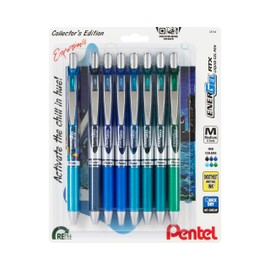 EnerGel RTX Retractable Liquid Gel Pen, Chill Expressions Pack, 0.7mm, Metal Tip, Medium Line,Assorted Ink, Pack of 8 Pens (BL77XCHIBP8M)