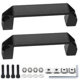 Bow Handle, Black Furniture Handle, Plastic Handles with T-Nut Groove Mounting Screw, Nuts Washers, 120 mm, Cabinet Handles, Suitable for Wardrobes, 30 Series, Aluminium Profile, Pack of 2