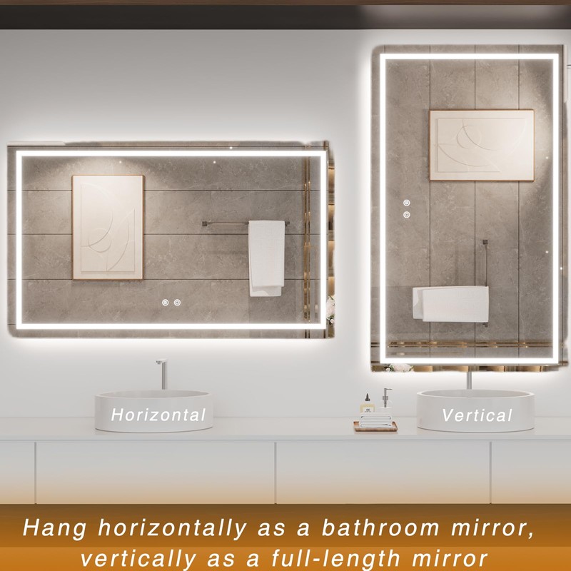 24"x32" LED Bathroom Mirror with Front Lights, Dimmable Vanity Mirror