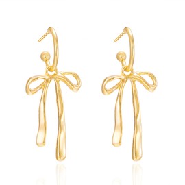 Bow Earrings for Women Gold Hoop Earrings Gold Plated Earrings,Cute Small Bow Stud Ribbon Earrings, Hypoallergenic Dainty Huggie Drop Dangle Bow Lovers Earrings Jewelry Gifts,Coquette (gold bow hoop earrings)