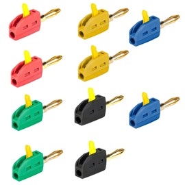 Banana Plugs 32 A, 4 mm Banana Plugs High Current Quick Connection Gold-Plated Banana Plug Converter for Home and Workshop, Five Colours Pack of 10