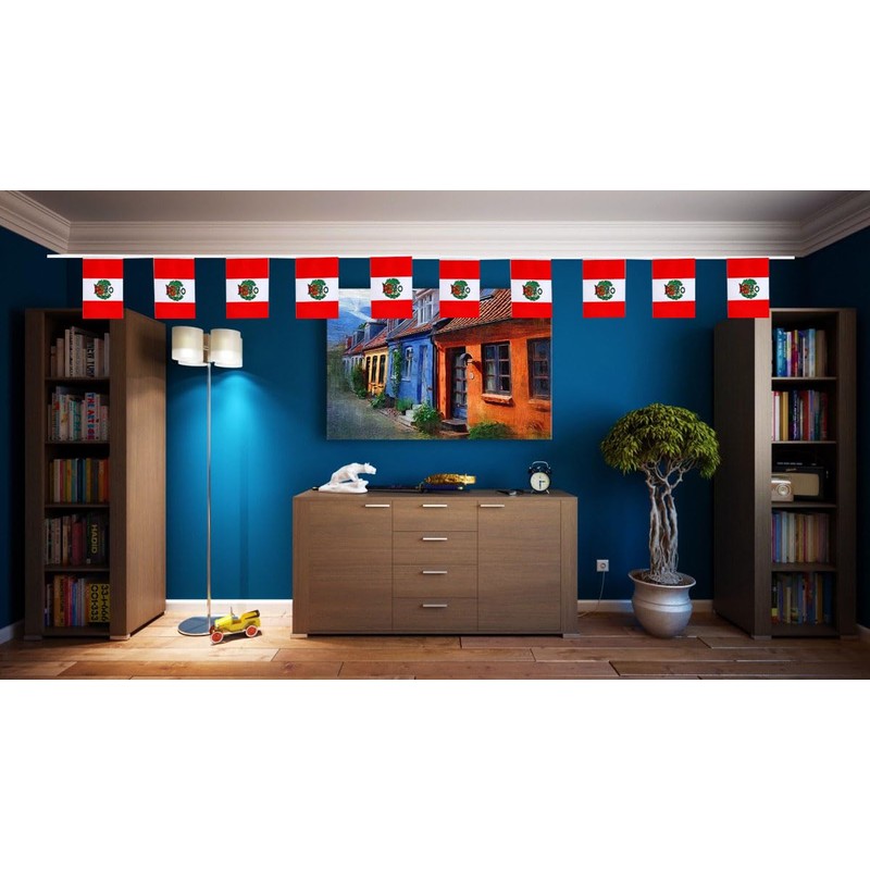 FFILL Peruvian Banner Flag String,Peru Mini Flag Small Banner, for