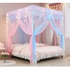 Mengersi Gray Canopy Bed Curtains Mosquito Net Bed Drapes for