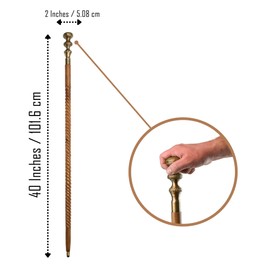 Brass Twist Wooden Cane – Elegant Party Dress Costume Accessories for Men, Women, Seniors Balance – Cool Walking Cane for Mobility and Stability – Stylish Canes – 39.75" Brass