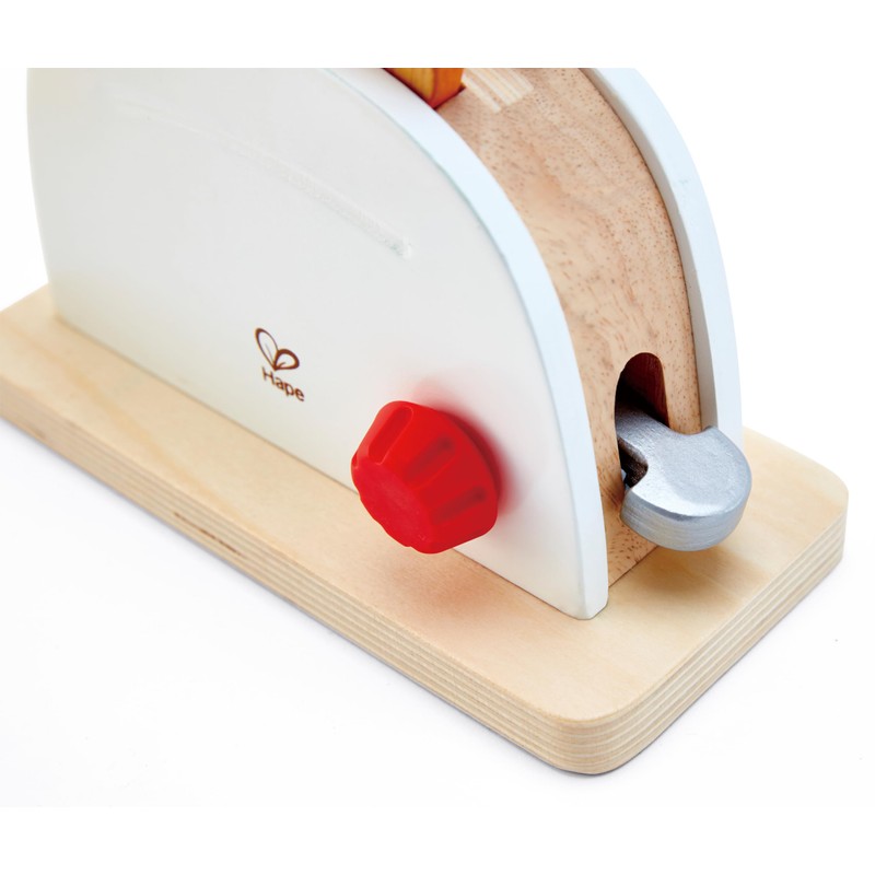 Hape White Wooden Pop-Up Toaster Set Pretend Play Breakfast Accessories