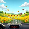 5Pcs Cozy Hoome Cozy Home Sunflower,Sunnyvibe Ornaments for Car,Creative Rocking