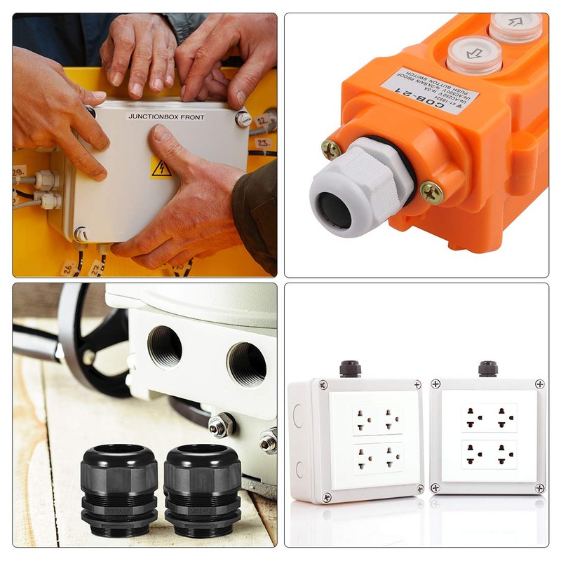 sourcing map 5Pcs PG11 Cable Gland Waterproof Plastic Joint Adjustable