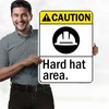 Caution Hard Hat Area ANSI Sign, 18x24 Inches, 55 mil