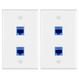 VCE 2-Port Ethernet Wall Plate (UL Listed), CAT6 Wall Plate and Jack, RJ45 Keystone Inline Coupler with Keystone Ethernet Outlet, Blue 2-Pack