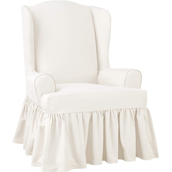SureFit Essential Twill Parent Listing (Wing Chair, White)