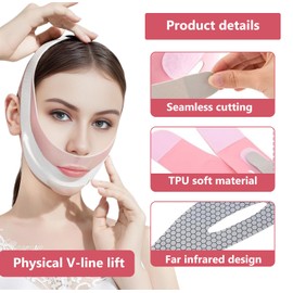 Pack of 2 V Face Masks, Face Slimming Band, Reusable V-Line Mask, Double Chin Mask, Face Tape Lifting Face Breathable & Skin-Friendly for Firming Face Contour