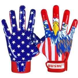 Hushe' Football Gloves (Blue Red Eagle, Youth Small)