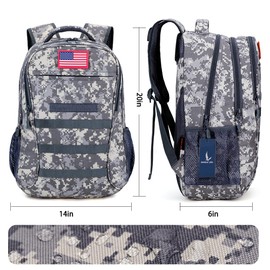 outdoor plus Camo Backpack,Military Boys Backpacks for School,40L Army Bookbag with USB Charging Port Waterproof