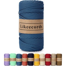 Likeecords Cordón de macramé de poliéster trenzado de 4 mm 140 yardas / 426 pies, hilo elástico para crochet, cordón de bolsa para manualidades DIY, perchas de plantas, bolsa y decoraciones para el