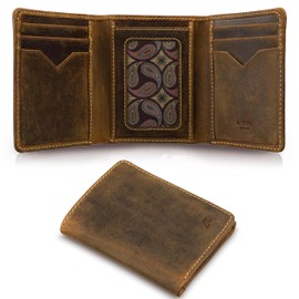 A-SLIM Reiya | Trifold RFID Wallet | Leather Card Holder & Wallet for Men | Raw Tan