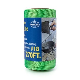 HONGDA Twisted Nylon String, #18 x 270FT Mason Line String , Nylon Twine for Masonry Job, Trot Line, Decoy Line, Net Making and Mending, Workshop, Crafts, Gardening