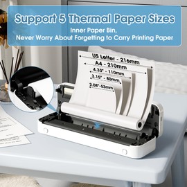 Phomemo Portable Printers Wireless for Travel, M832 Bluetooth Thermal Printer for Phone Laptop, Support 8.5" X 11"/A4/2.08''/3.15''/4.33'' Thermal Paper, Inkless Mobile Printer for Vehicle Home Office