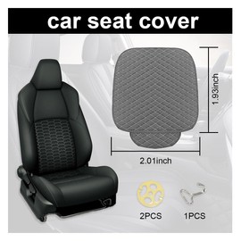 DUSCOKE Car Seat Cover, Linen Front Seat Bottom Protector with Storage Pocket, Breathable Comfort Car Cushion Pad, Universal Automotive Interior Accessories for Most Vehicles (Grey)