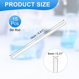 PATIKIL 15pcs High Boron Silicate Glass Stick 5.9" Length 8mm Diameter Double Ended Round Mixing Stick for DIY Projects Laboratory Kitchen Science Transparent