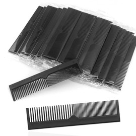Gisdo 200 Pack Plastic Fine Tooth Combs, Individually Wrapped, Black, for Hair Grooming and Delousing