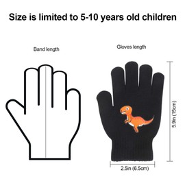 QKURT 6 Pairs of Children's Magic Gloves, Winter Thermal Gloves Full Fingers Kid’s Gloves Dinosaurs/Excavator Pattern for Boys Girls