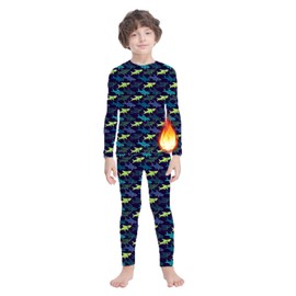 MANCYFIT Ropa Interior térmica para niños, con Forro Polar, Capa Base para niños, Ultra Suave, Azul, (Shark Blue), Medium