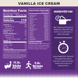 FINAFLEX Isolate, Vanilla Ice Cream - 5.5 lb - 25 Grams of Iso Protein Per Serving - Milkshake-Like Taste - Zero Sugar, Zero Fat & Gluten Free - 86 Servings