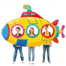 Summer Photo Booths Ocean Submarine Photo Props Back to School Decorations Under The Sea Selfie Frame Large Fabric Banner Backdrop for Boys Girls Face Photo Props School Classroom Decor Supply 70 x 44