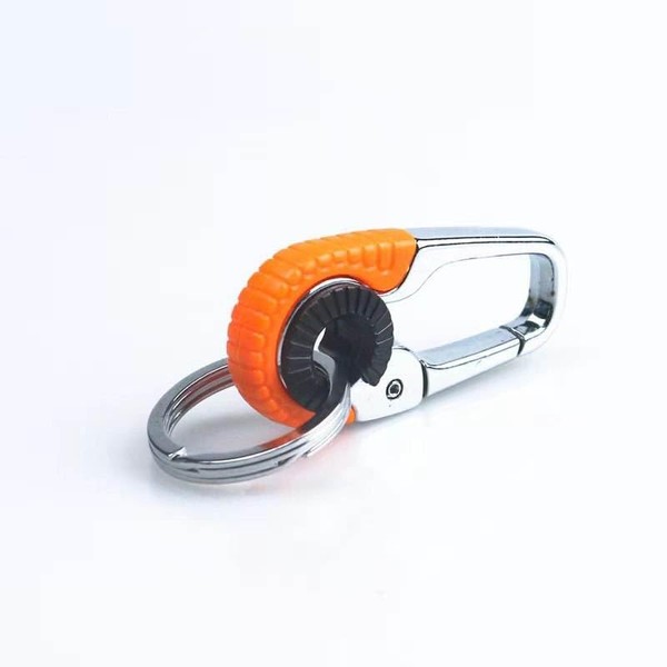Stainless Steel Carabiner Key Chain with Double Key Rings -