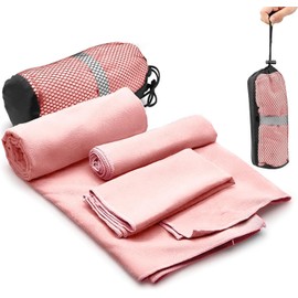3 Toalla de Microfibra Deportiva,Súper Absorbente,Secado Rápido,Rosa Pálido Grande Toalla Suave,Ligera y Porátil,Toallas para Natación,Baño,Viajes,Gimnasio,Deporte,Playa,Alberca con 1 Blosa