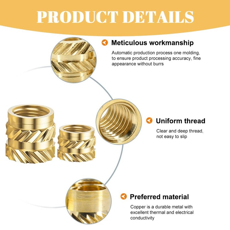 Lvjkes Pack of 200 Threaded Inserts, M3 M4 Press-in Nuts,