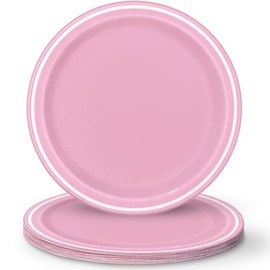 Lovely Pink Thin Stripes Round Dinner Plates - 9" I Pack of 8