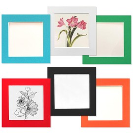 6x6（15x15cm Square Picture Frame Set of 6,Paperboard Photo Frames with Transparency Plastic Membrane,Multicolor,Width of Frame 2.5mm
