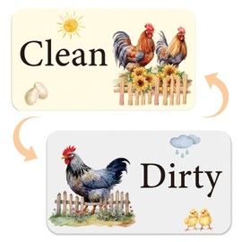 Dishwasher Magnet Clean Dirty Sign - Cosmisun Chicken Clean Dirty Magnet for Dishwasher Double Sided Waterproof Cute Rooster Dish Washer Sign Magnetic Reversible Flip Indicator Kitchen Decor