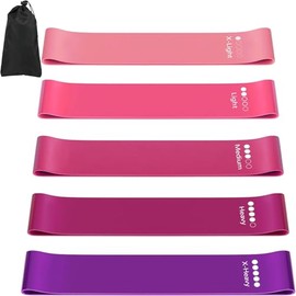 Bandas de Resistencia, Set de 5 Elástico Ejercicio Bandas para Entrenamiento de Fitness Corporal con Bolsa de Transporte para Hombres y Mujeres