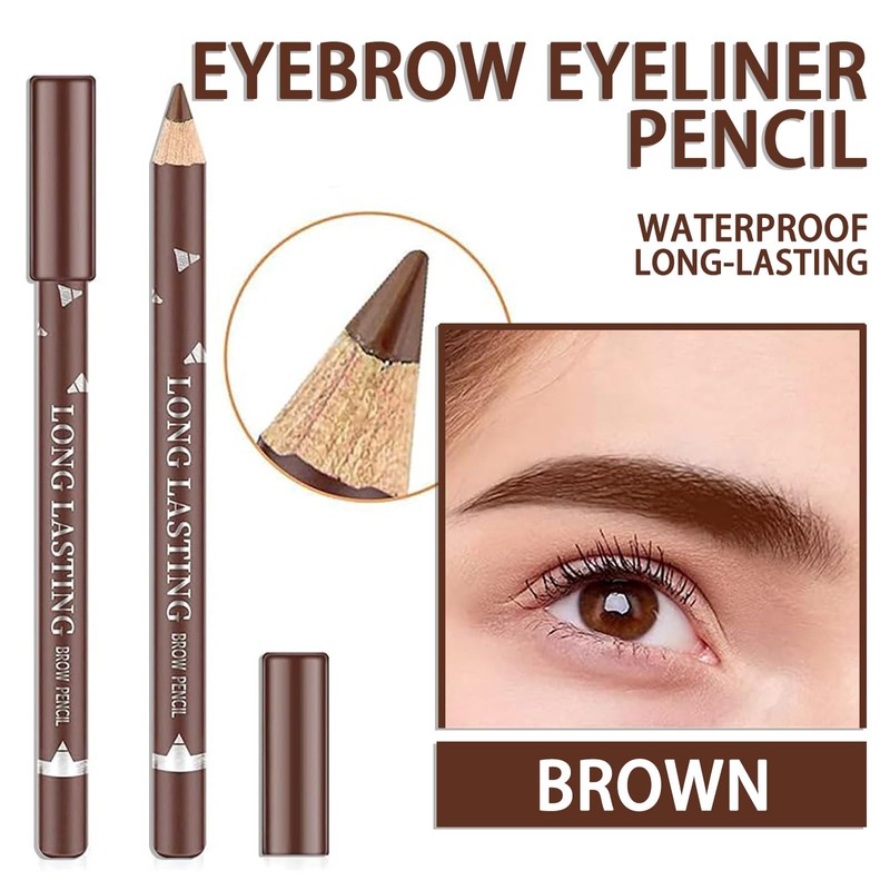 12 PCS Waterproof Brown Eyebrow Eyeliner Pencil - Long-lasting, Sweat-proof