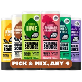 Original Source Original Source Shower Gel Bundle 250ml – Choose Any 4 Scents, Vegan-Friendly, 100% Natural Fragrance, PETA Approved | 4 x 250ml