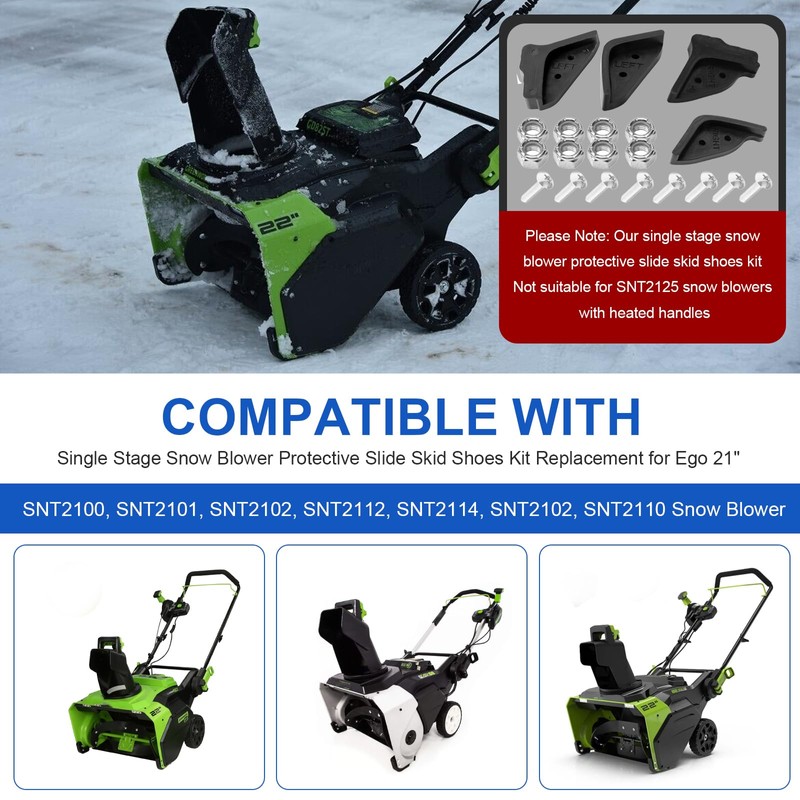 Single Stage Snow Blower Protective Slide Skid Shoes Kit Replacement