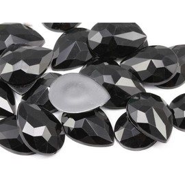 Allstarco 25x18mm Flat Back Teardrop Acrylic Rhinestones Plastic Gems for Jewelry Making Costume Jewels Cosplay Card Making Embelishments Decor Crafts 20 Pieces (Black Jet H101)