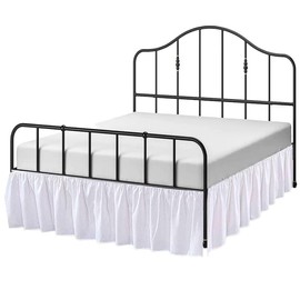 Falda de cama con volantes tamaño individual con esquina dividida, volantes blancos para el polvo, falda de cama individual de 21 pulgadas, falda de cama con volantes de calidad de hotel con plataforma de cobertura de tres lados, decoración de habitación