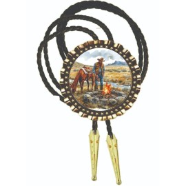 photos on a bolo ties mens wear gift for dad Cowboy Feeding Time Bolo Tie Men's Neckties Men's Clothing Accessory Western Art