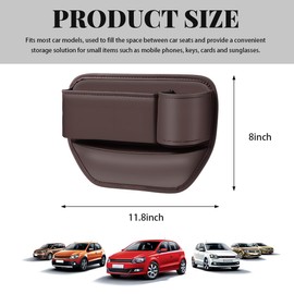 Sylvil Car Seat Gap Filler Organizer, Leather Multifunctional Seat Gap Storage Box with Cup Holder, Auto Seat Console Side Organizer for Phone Glasses Key Card, Car Accessories (Brown, Passenger)