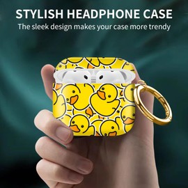 Compatible with Airpod 4th Generation Case Cover(2024), Protective TPU Soft Cases Cover Rugged for Airpod 4 Case with Golden Keychain for Women Men（Cartoon Rubber Ducky）