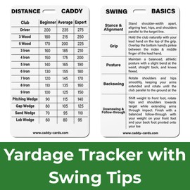 Distance Caddy Golf Club Distance Chart – Beginner Yardage & Swing Reference – Bag Tag Card - Dual Sided